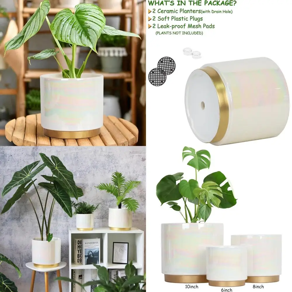 

Керамические горшки для комнатных растений с дренажем, 7,6 и 6, для суккулентов и орхидей — радужная жемчужная глазурь