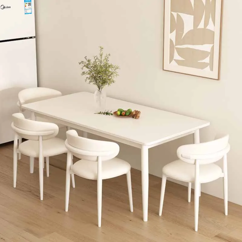 

Light Luxury Dining Table Rectangular Unique 4 Chairs Modern Tables Restaurant Conference White Mesas De Jantar Home Furniture