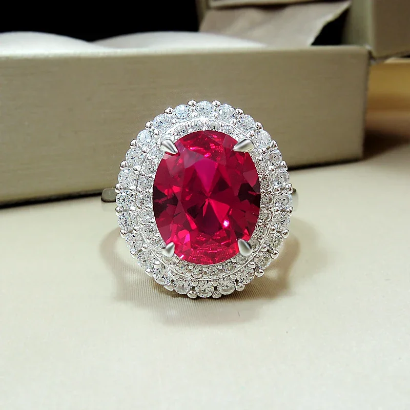 

S925 серебро бриллиант красный корунд драгоценный камень голубь кровь гальванизированная 3 карата инкрустация