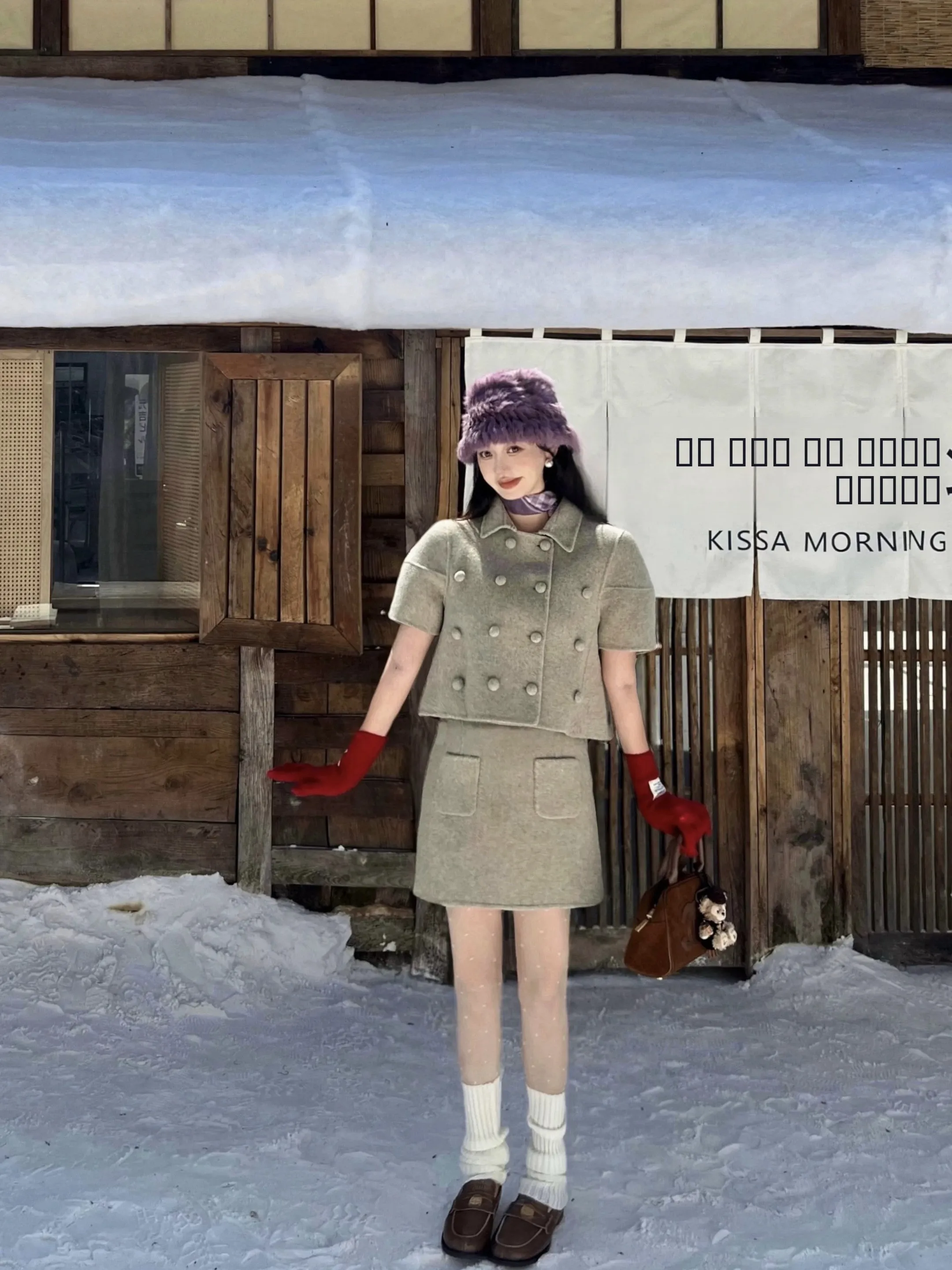 

INJUNE Dr Comes True Осенний оригинальный зимний комплект из двустороннего твидового жакета ручной работы из 100% шерсти с множеством пуговиц и юбки