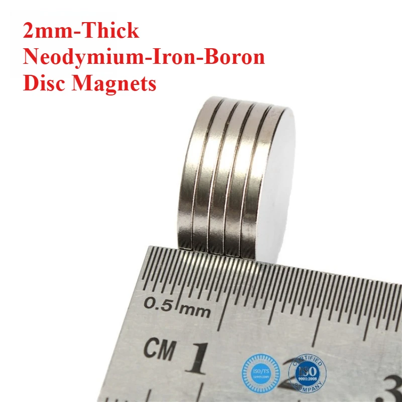 Ímãs Fortes de 8/10/15/20/30x2mm em Tamanhos Variados - Mini Ímãs de Disco Fino para Decoração de Quadro Branco, Escritório, Geladeira, Organização de Ferramentas
