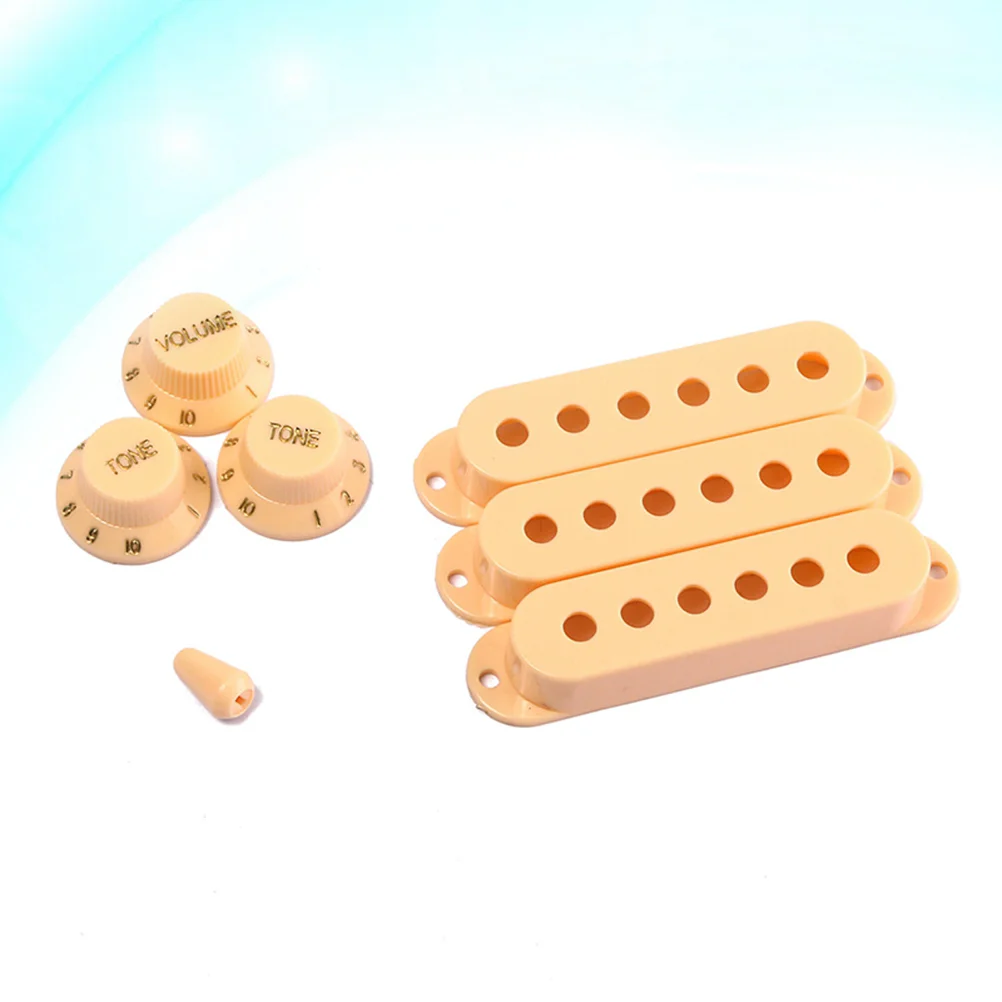 

3 PCS 48/ 50/ 52mm Single Coil Pickup Covers Volume Tone Knobs Tip Set for ST Electric Guitar Replacement Parts (Beige)