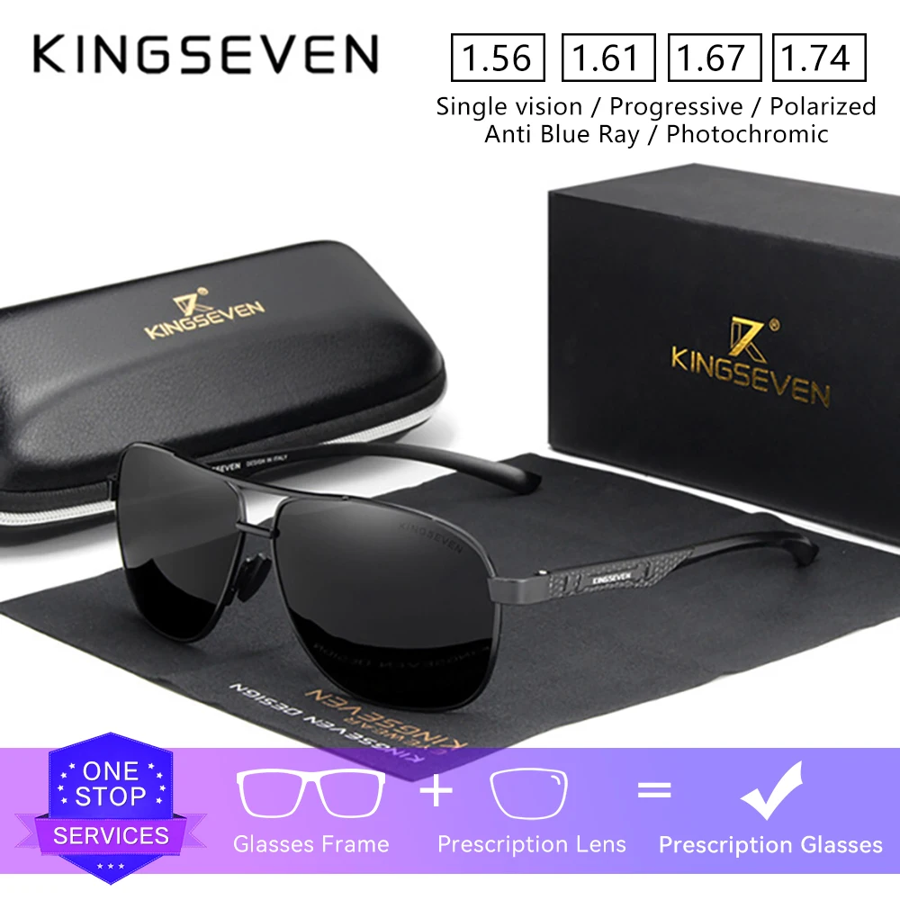 KINGSEVEN السببية العصرية عدسة بصرية النظارات الشمسية وصفة طبية قصر النظر مد البصر النظارات التقدمية الرجال النساء نظارات للقيادة