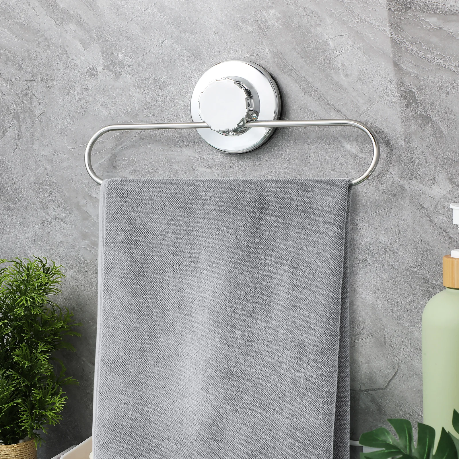 شفط كأس منشفة حامل لا الحفر سهلة التركيب شماعة منشفة اليد المطبخ الحمام قماش الأطباق رف جدار المنظم #5