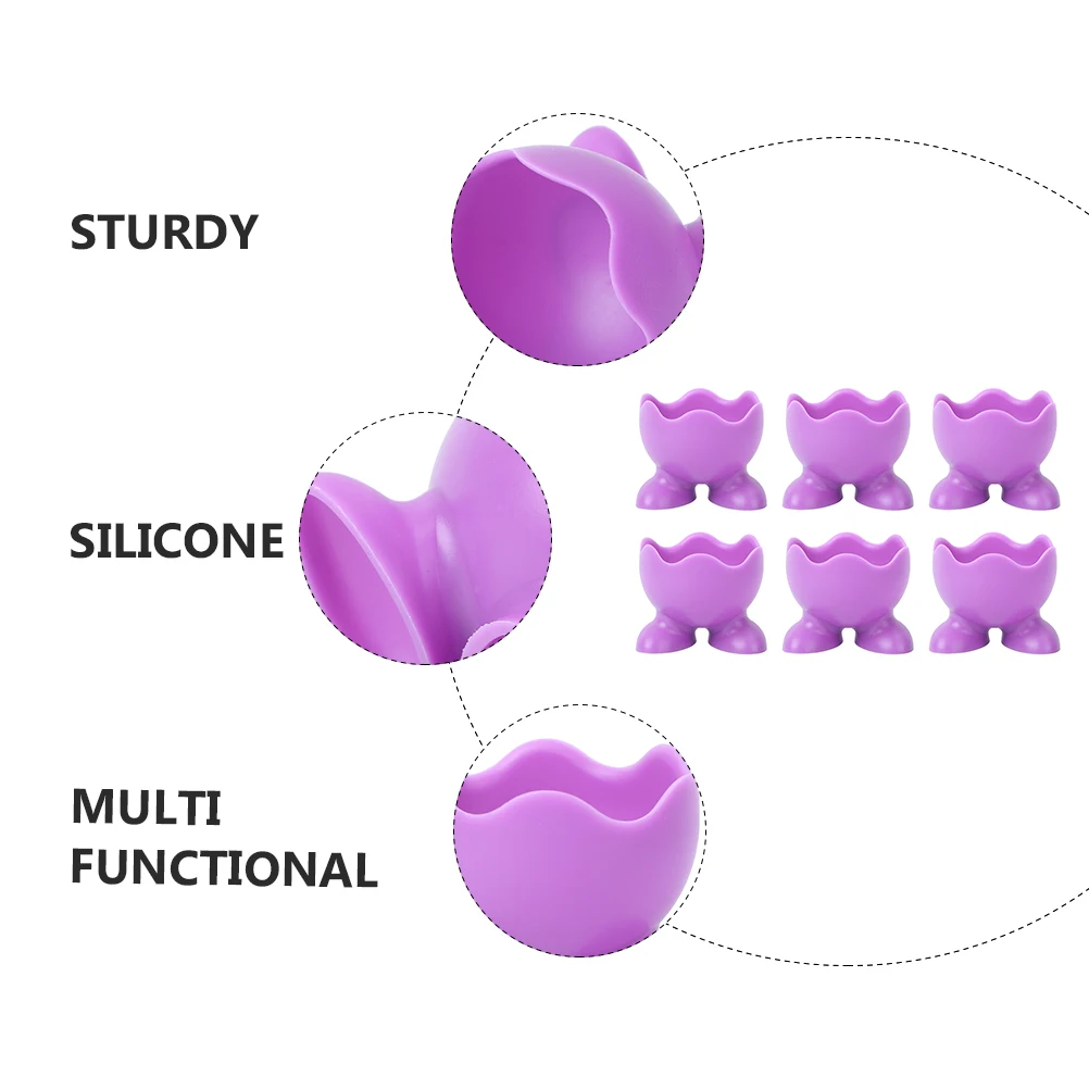 

6 Pcs Egg Boiler Holder Silicone Tray Boiled Cup Kitchenware Cooker Violet Baby