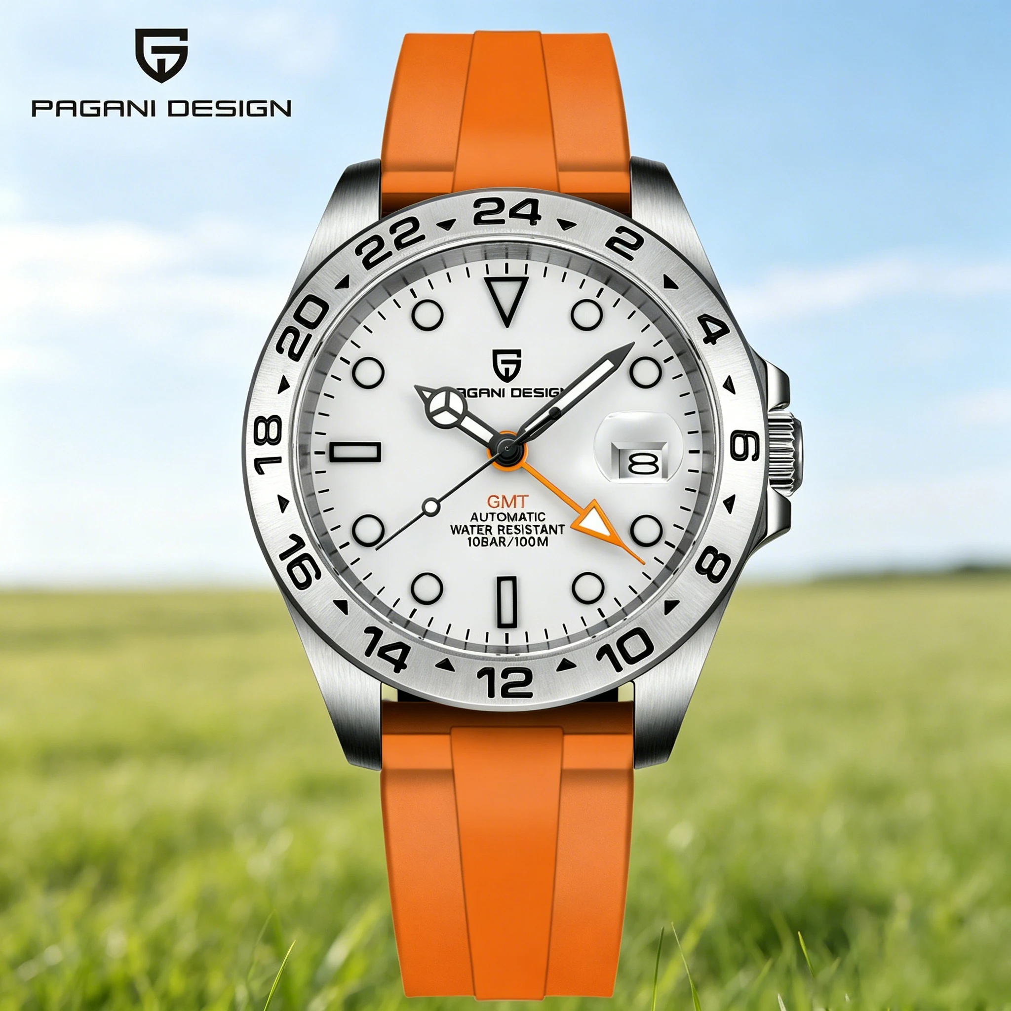 PAGANI DESIGN New Pearl DG5833 GMT Men Automatic Mechanical Watch 42MM Sapphire Stainless Steel Waterproof  reloj hombre