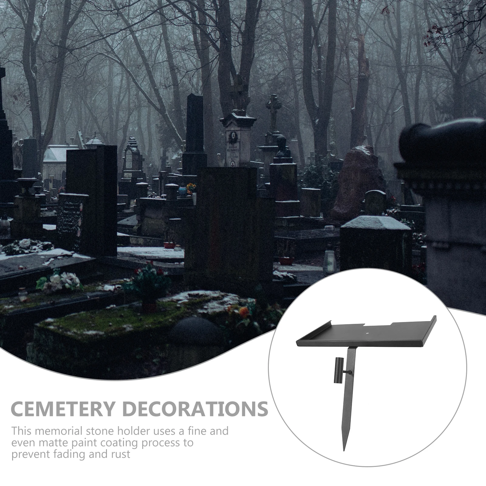 

Pet Commemorative Plaque Grave Marker Holder Markers Cat Metal Stand for Memorial Stone Black