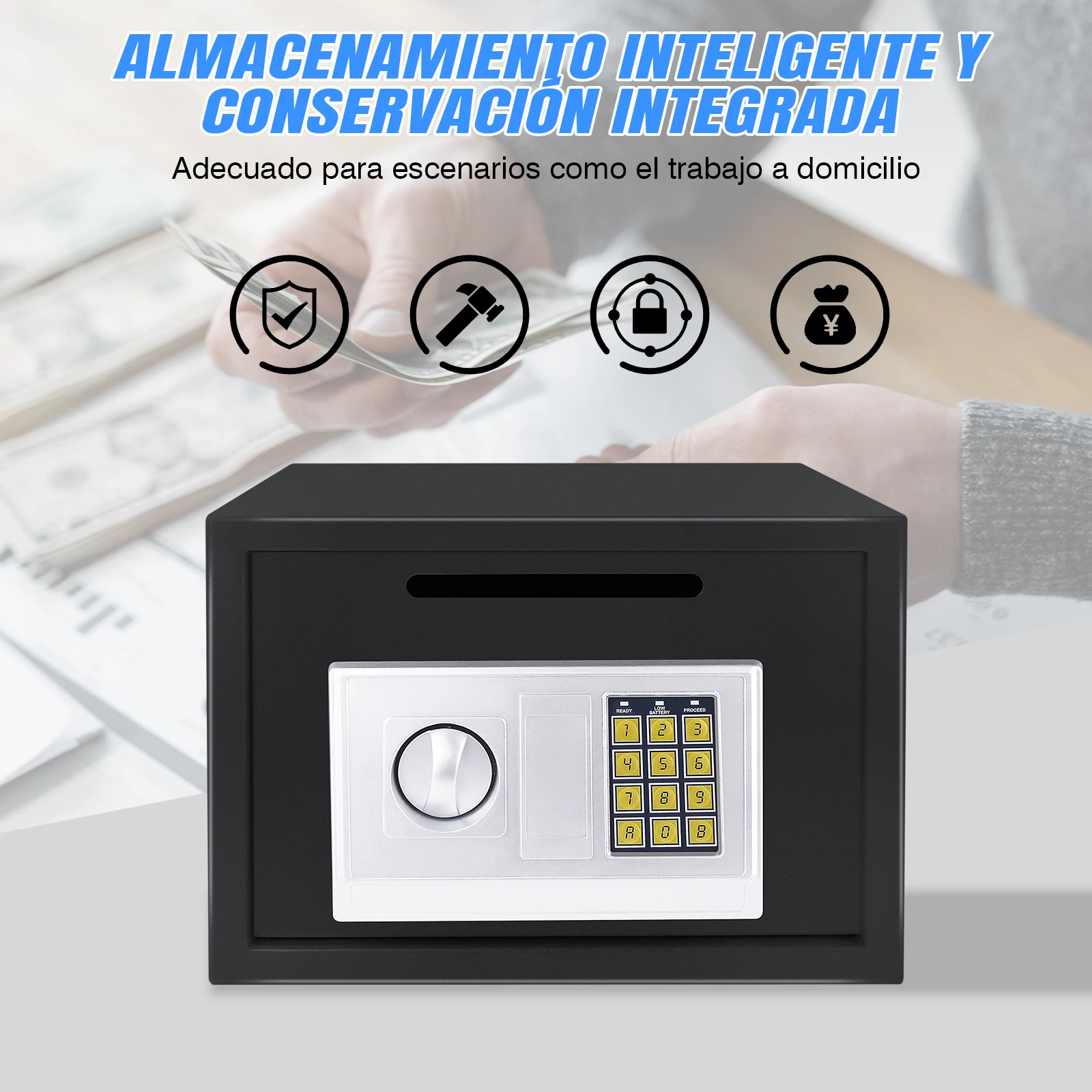 Caja De Seguridad De 35X25X25Cm Con Código Y Llave, Caja De Seguridad Para Efectivo, Cajas Fuertes De Pared, Cajas Fuertes Para Joyas Y Dinero En Efectivo, Cajas Fuertes Digitales Para El Hogar — -62%, 81.74€ Coupon, from 50.10€ – 62% descuento – €50.10