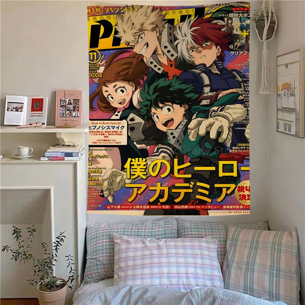 My Hero Academia Izuku Midoriya Tapestry Anime Wall Hanging Aesthetic Room Decor Cool Room Stuff Background Cloth for Bedroom