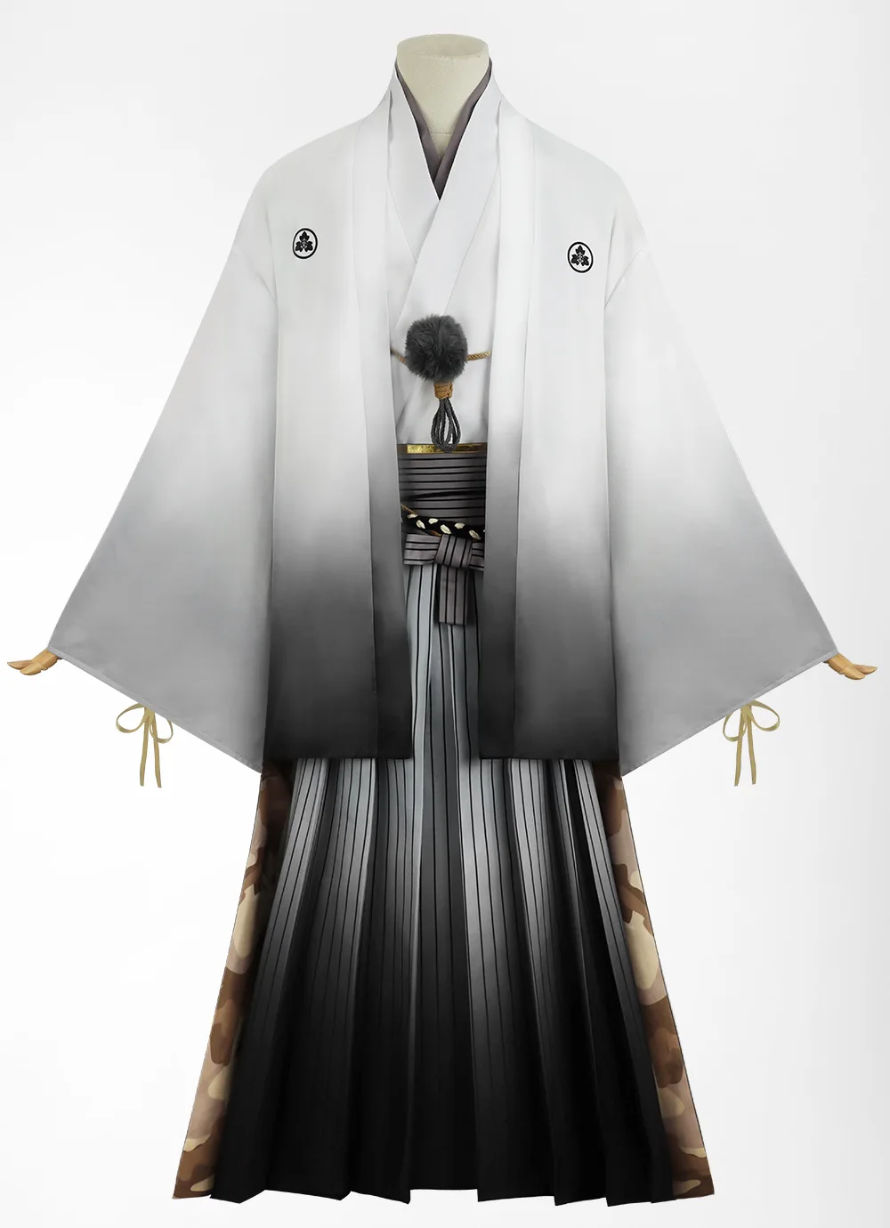 Kotoyuki Tsuneki تأثيري حلي قناع الثعلب الصامت هيل f ثوب الكيمونو الياباني الأسود التدرج فستان طويل ملابس حفلات الهالوين #2