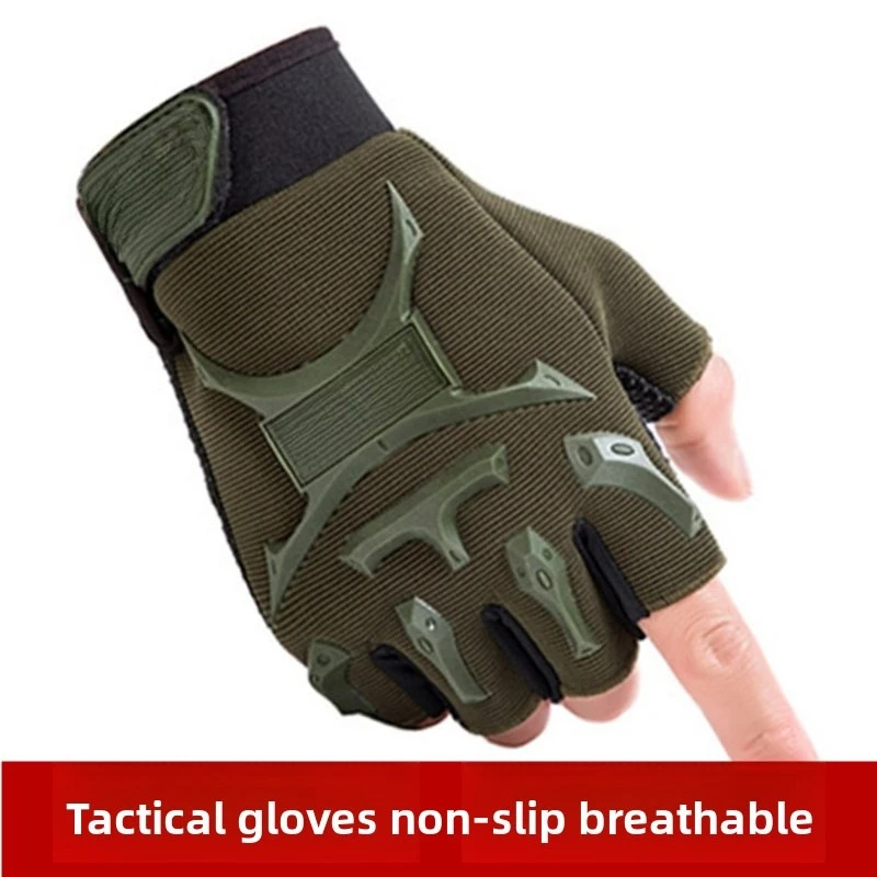Tactical Fingerless Riding Gloves Shockproof Wear-resistant Gloves for Motorcycle Cycling Hiking Gym Training