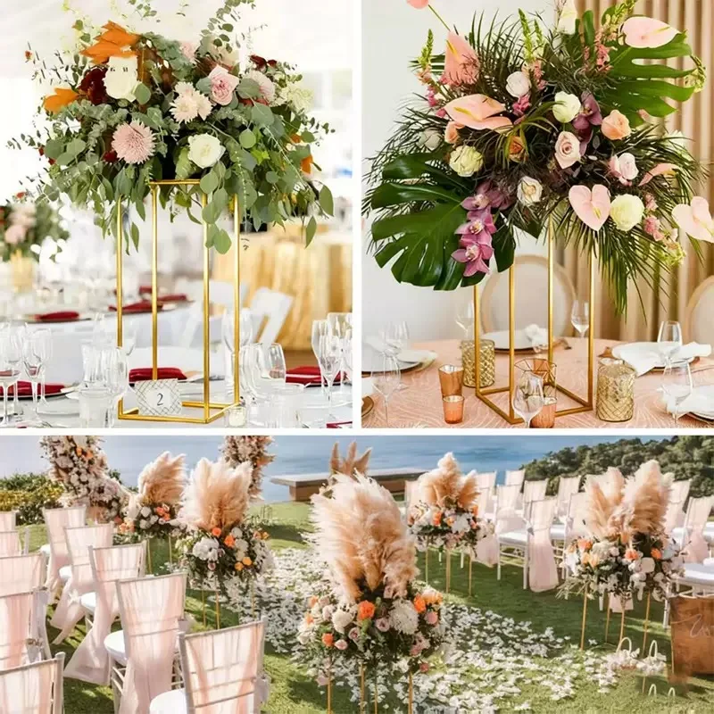 

8pcs Iron Square Home Decor Flower Frame Wedding T-Stage Pathway Guide Stage Event Window Display Stand Ceremony Decor Props