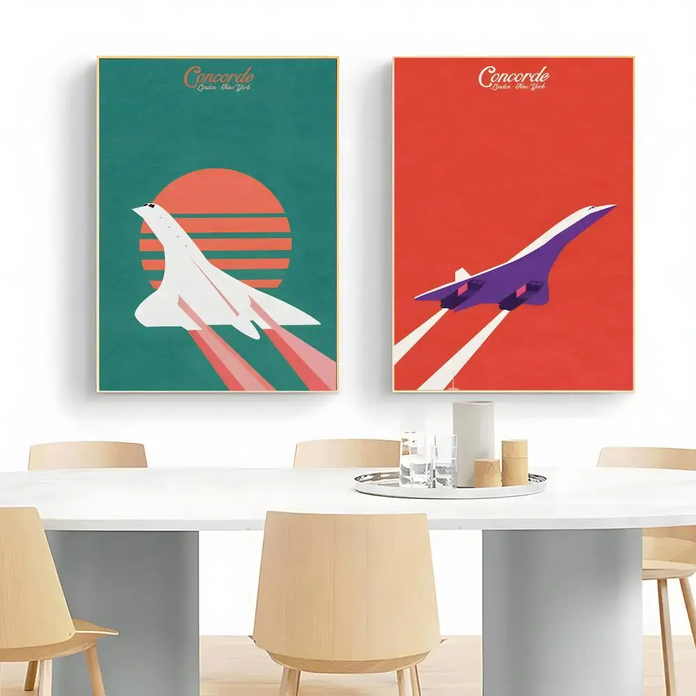 Sleek Artwork M-Minimalist Concorde Supersonic Jet Poster Wall Art Print Decorative Mural Home Decor Gift Unframed