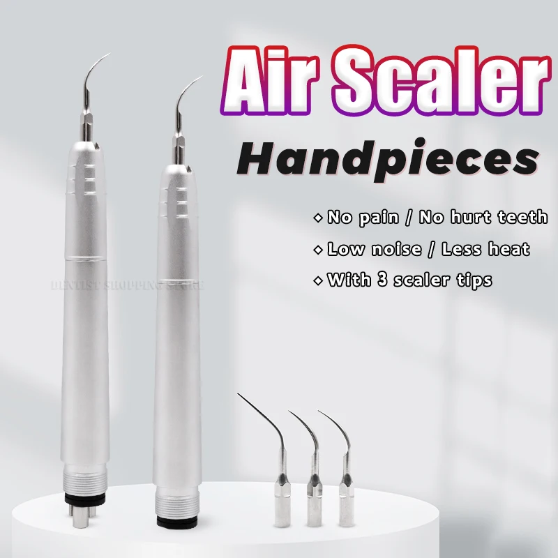 

With 3 Scaler Tip Dental Air Scaler Handpiece Whitening Tooth Clean Connect 2/4 Holes Tooth Calculus Remover Cleaning Tool