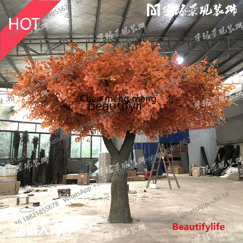 Simulated real trunk ginkgo tree outdoor fiberglass white leaf tree large bionic customized fake tree