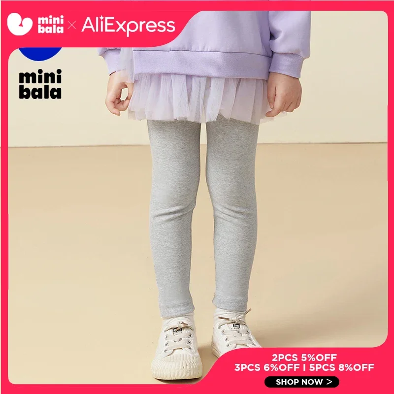 

Mini Bala Girls' Winter and Spring Leggings Children's Long Trousers Warm and Versatile Baby Outerwear Trousers