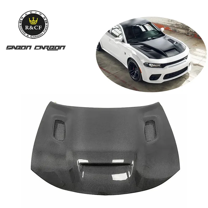 

Redeye Style Lightweight Carbon Fiber Hot Seel Engine Hood Bonnet Fit for Dodge Charger 2015 up
