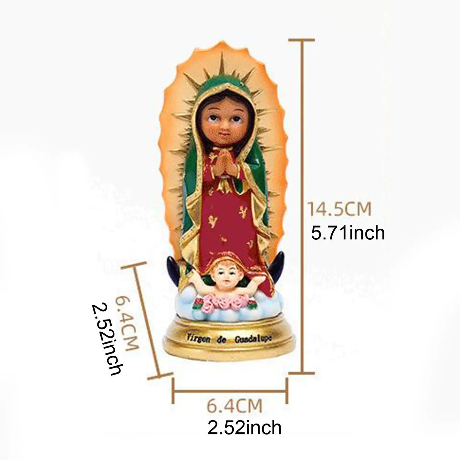 سيدة غوادالوبي تمثال تمثال ديني عيد الميلاد ديكور منضدية زخرفة هدية الكريسماس لقضاء عطلة الرف مكتب كونترتوب