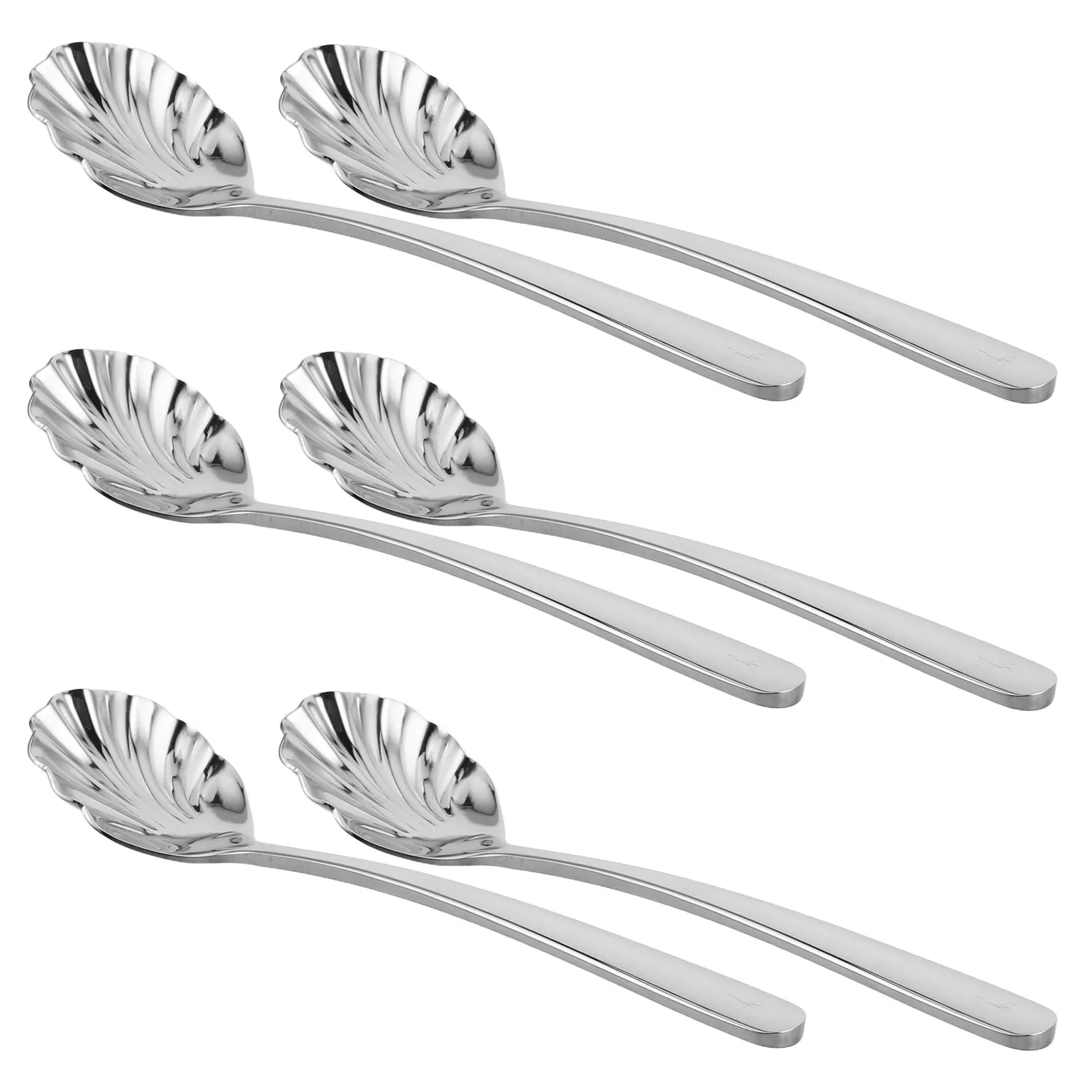 

6pcs Round Ice Cream Stirring Spoon Spoons Stainless Party Steel Ice Cream Stirring Seashell Shape Scallop Spoon Set