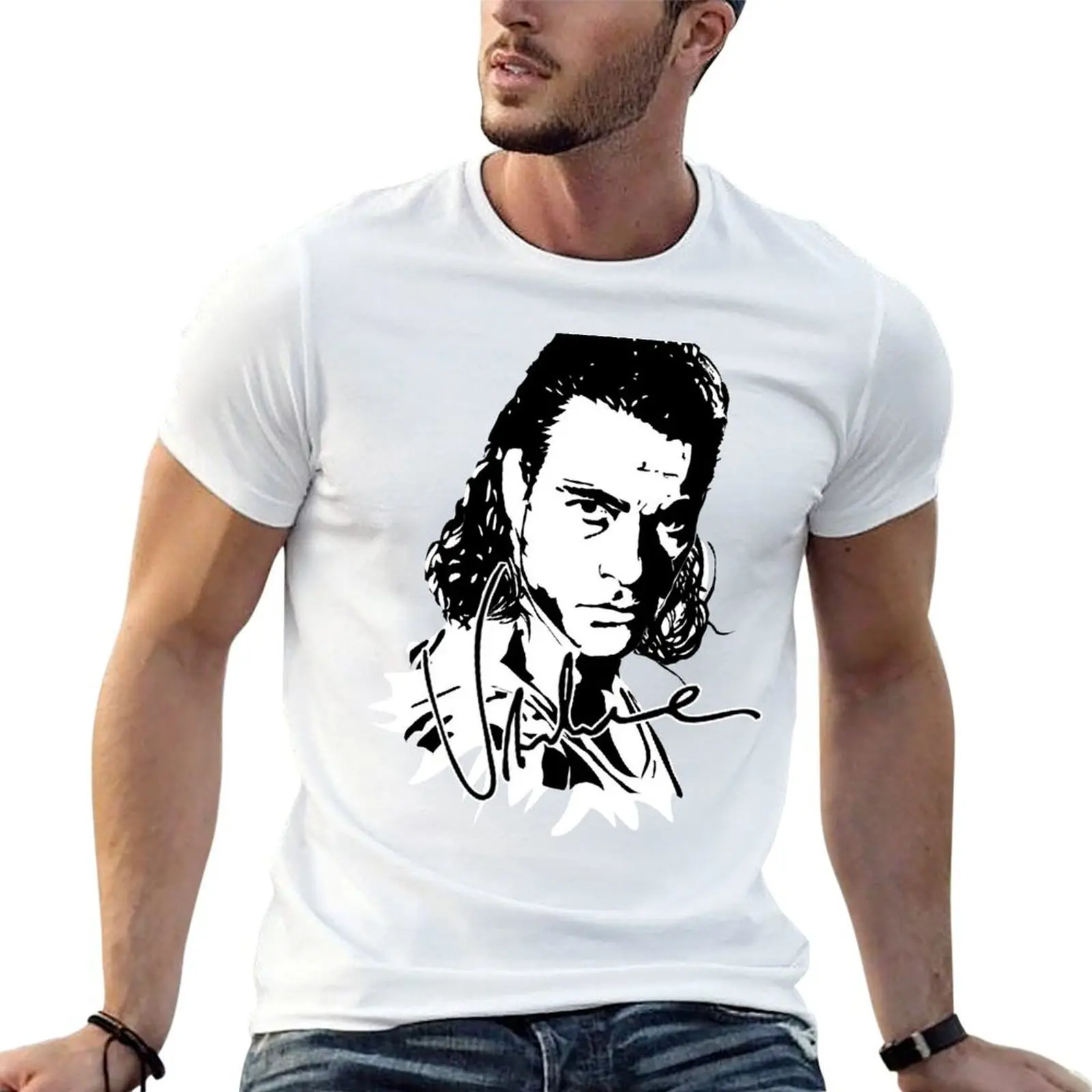 

Jean Claude Van Damme Ink Portrait T-Shirt t shirts for man pack cotton t shirt man plain T-Shirt