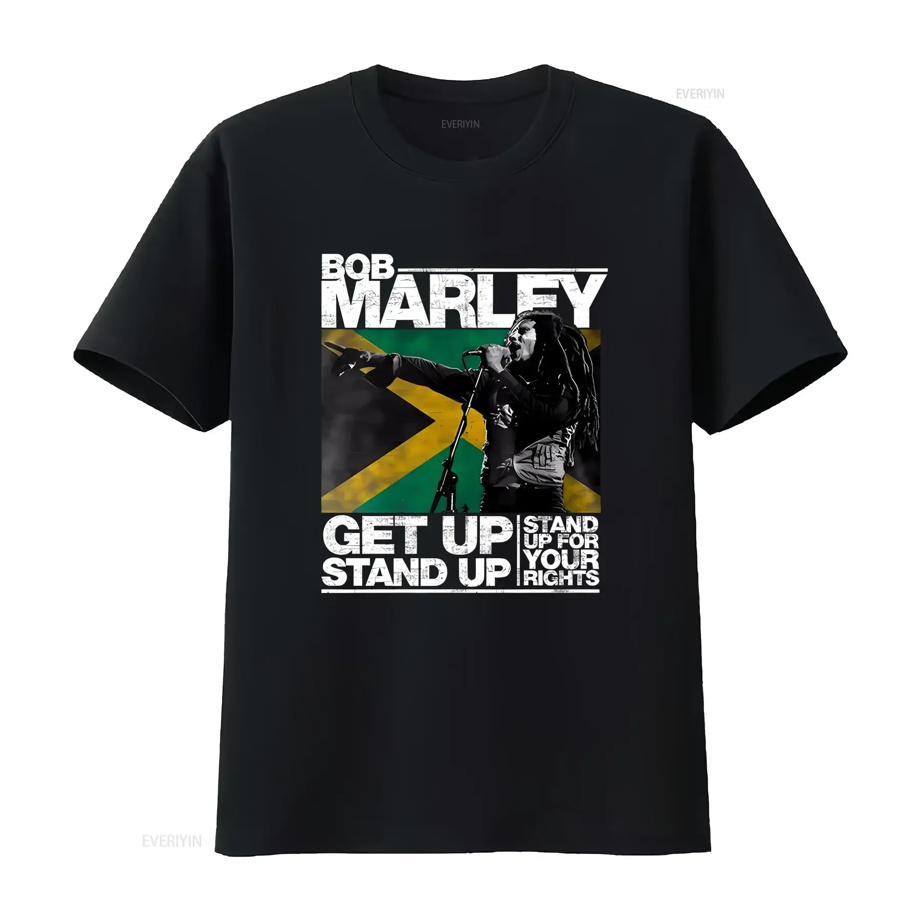 

Футболка «Боб Марли Get Up Stand», винтажная стираная универсальная, мягкая, дышащая, слегка модный топ унисекс для повседневной носки