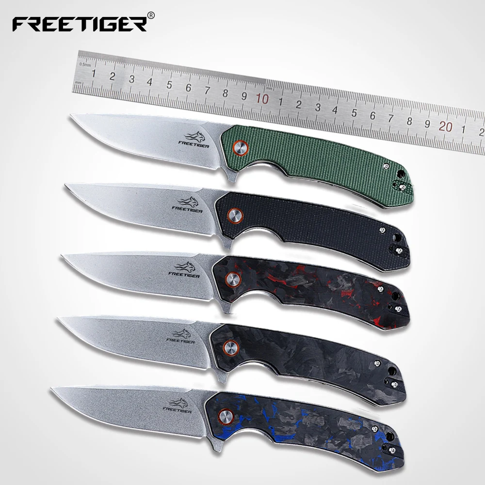 

FREETIGER Flax / Carbon Fiber Folding Knife D2 Blade Outdoor Tools for Camping Hunting Survival Pocket EDC Knives Gift For Men