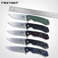 FREETIGER Flax / Carbon Fiber Folding Knife D2 Blade Outdoor Tools for Camping Hunting Survival Pocket EDC Knives Gift For Men