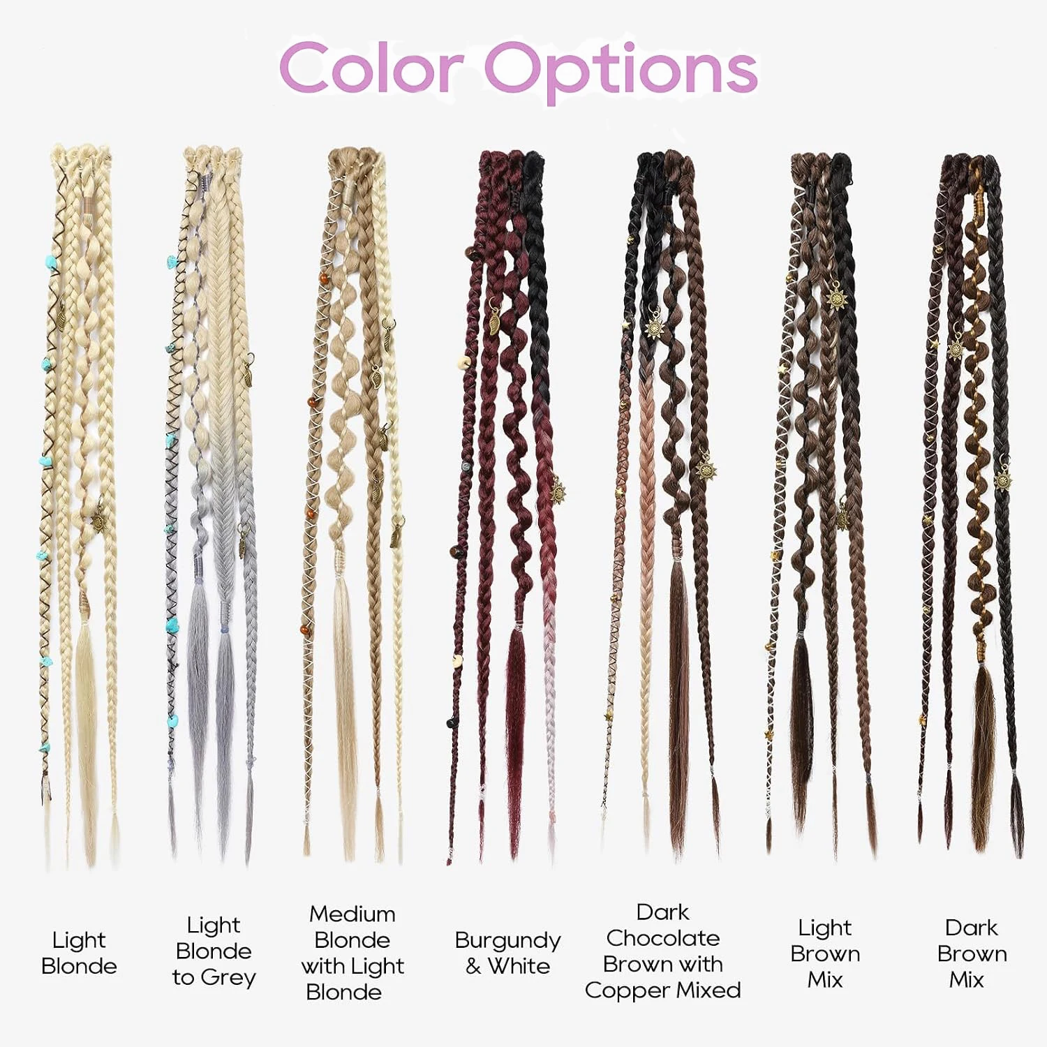 Bohemia Clip in Hair Extensions Fairy Hairpieces Synthetic Handmade Weaving Hair for Girls Party Halloween Christmas Festival