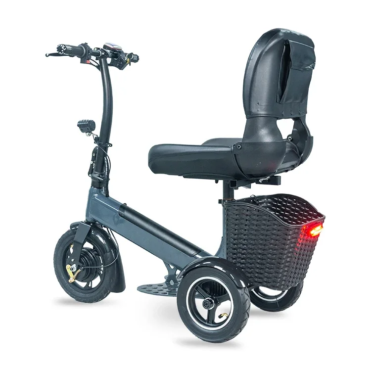 Patinete eléctrico SM-12 Pro Sit con cesta para personas mayores, triciclo eléctrico de 3 ruedas