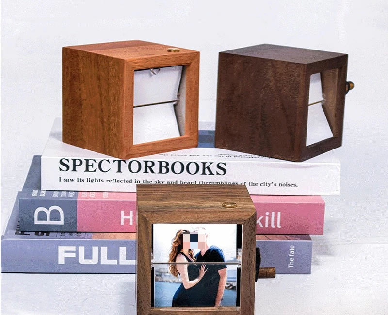Couples' Mother's Day gift glowing custom hand-crank page turner photo machine memorabilia collection gift