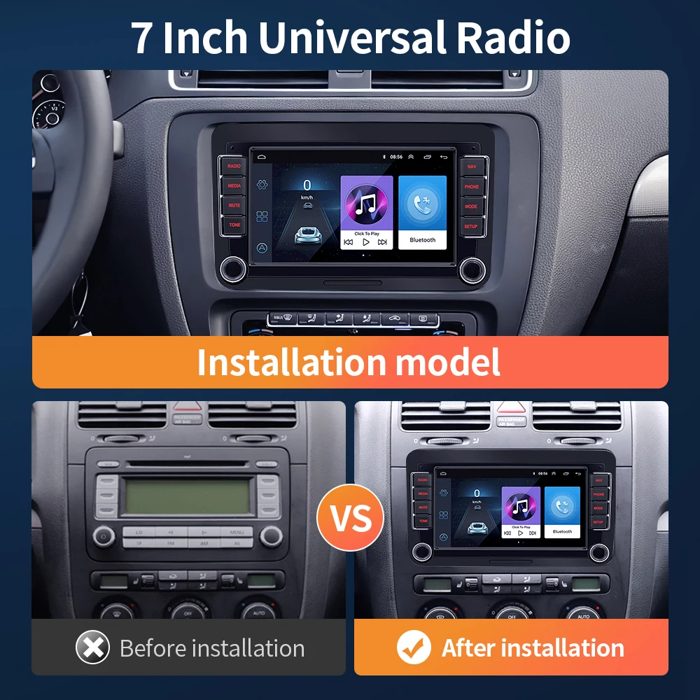 For VW/Passat/Touran/Caddy /Jetta /Polo/Seat 2 Din Android 10 Car Radio Stereo 2din Car Multimedia Player GPS Radio WiFi AUX-in