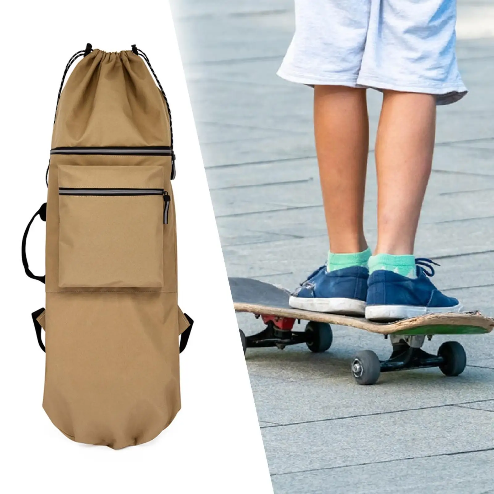 Tas Ransel Skateboard Travel, Tas Tangan Outdoor untuk Aksesoris Skateboard, Bahan Nylon Tahan Air, Tas Jinjing Skateboard Portabel