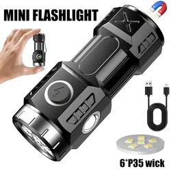 Ultra Powerful 8 LED Flashlight  Rechargeable Portable Tactical Lantern Tail Magnet Waterproof Emergency Torch Built in Battery