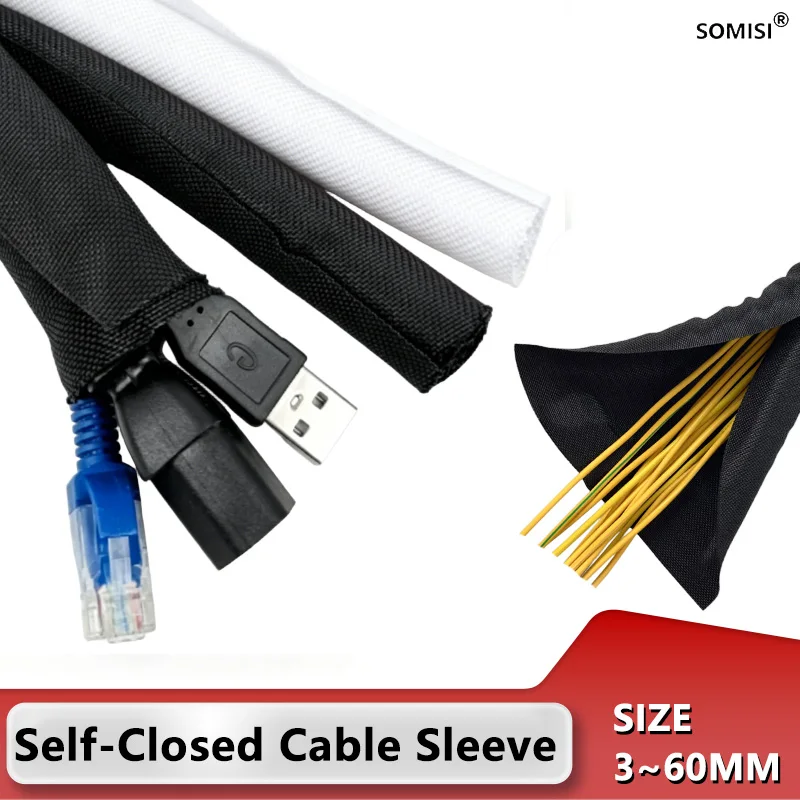Self Closing PET Expandable Braided Sleeve Insulated Wrap Self Close Sleeved Cable Protecter Self-Closed Organiser 1/2/3/5/10m