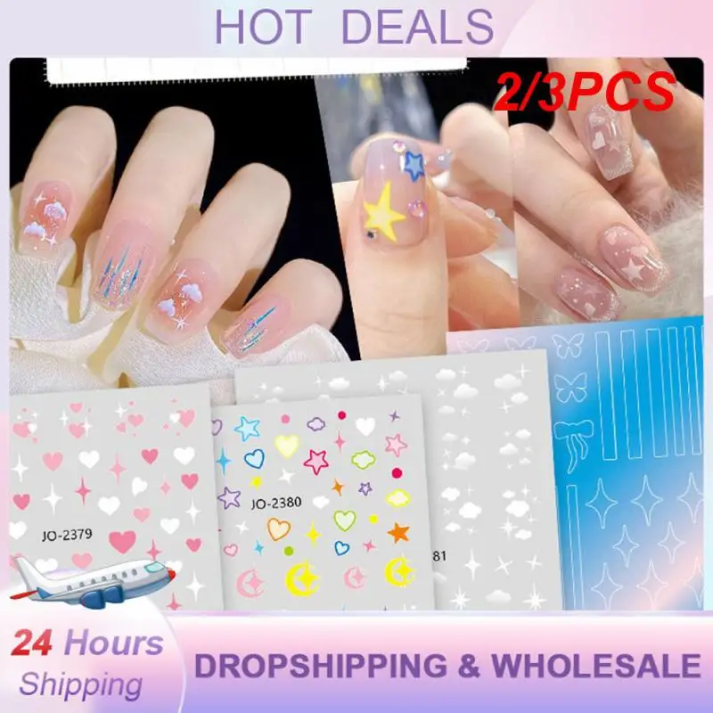 2/3PCS Moon And Stars Adorable Easy To Use Glittery Innovative Chic Highly-rated Inspired Nail Decals Ins Fashion Accessories