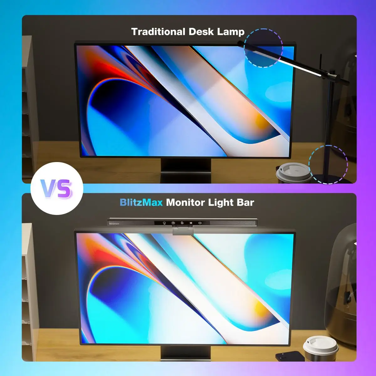 BM-CS1 RGB LED Desk Lamp Dimmable Computer Eye-caring Table Lamps Study Reading Screen Monitor Hanging Light Bar 3000-6000K