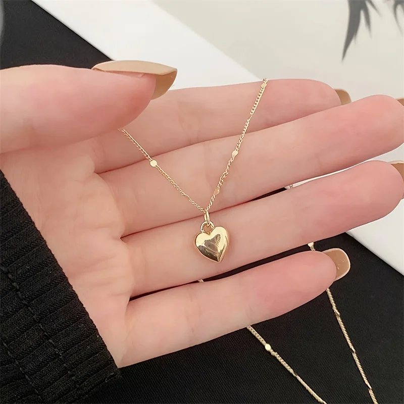 

Temperament Smooth Peach Heart Pendant Necklace For Women Girl Sweet Cute Stainless Steel Necklace Causal Party Banquet Jewelry