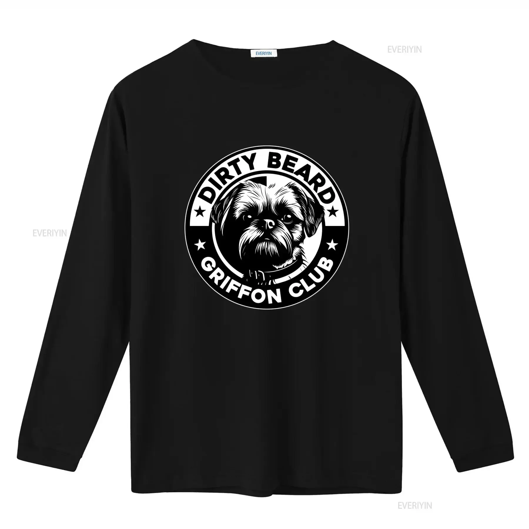 Dirty Beard Griffon Club Brussels Dog Biker Style Print T Shirt for Men vintage Washed fashion designer clothes Unisex