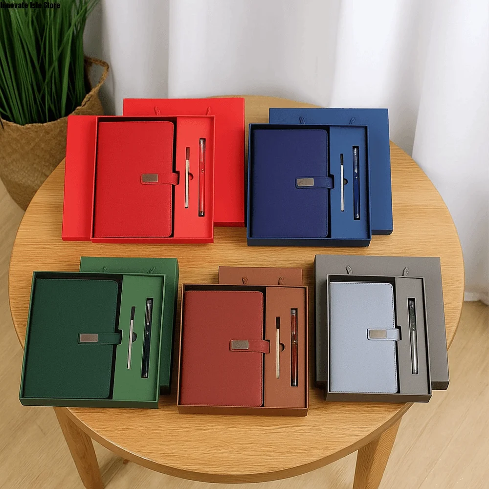 PU Leather Corporate Gifts Set Refill Set Stylus Pen Notebook Pen Set Flash Drive Customized Printing Customized Notebook