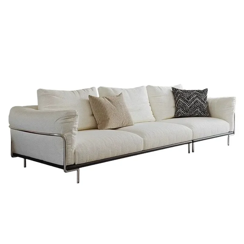 for Italian minimalist chenille fabric straight row sofa small apartment French living room retro high-end simple