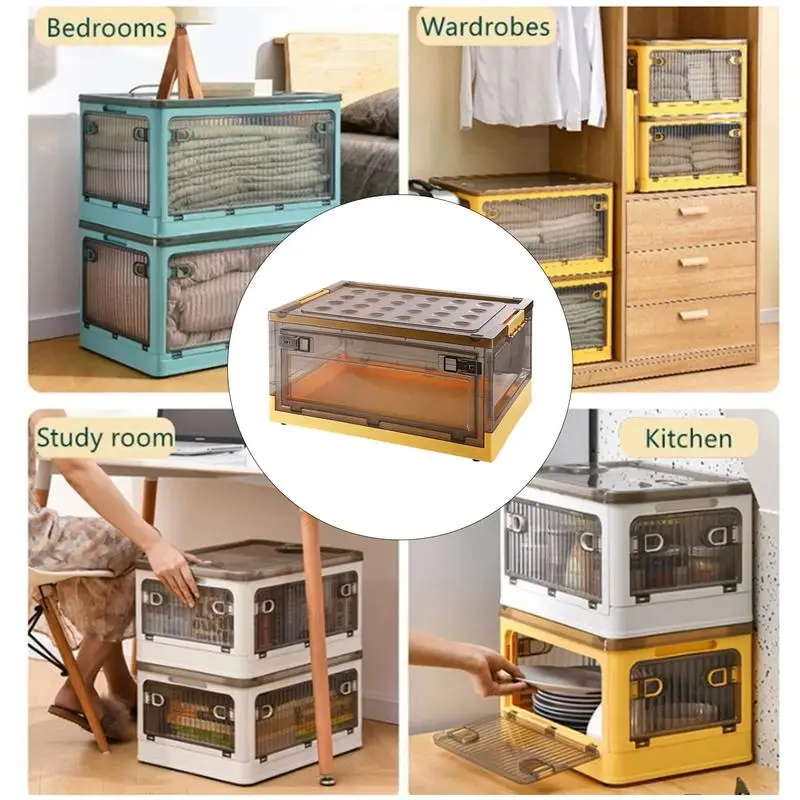 Collapsible Storage Bins drawer type household storage box Large Transparent Box with Wheels Large Capacity Storage Container