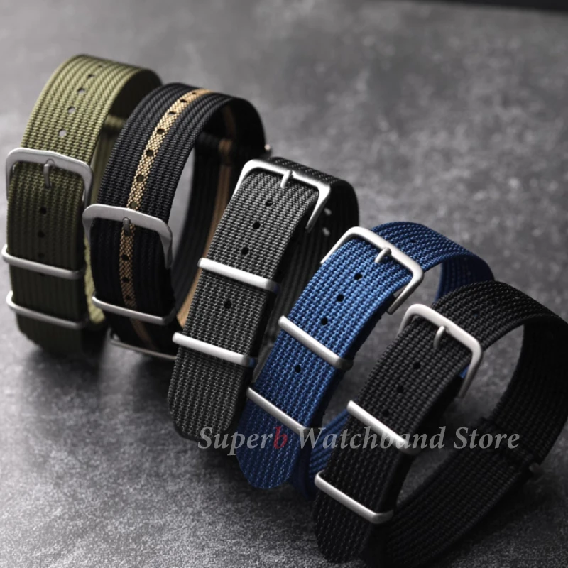 عالية الجودة نايلون 20 مللي متر 22 مللي متر حزام (استيك) ساعة مقاوم للماء حزام ساعة عسكري عادية حزام الساعات الجيش الرياضة استبدال حزام
