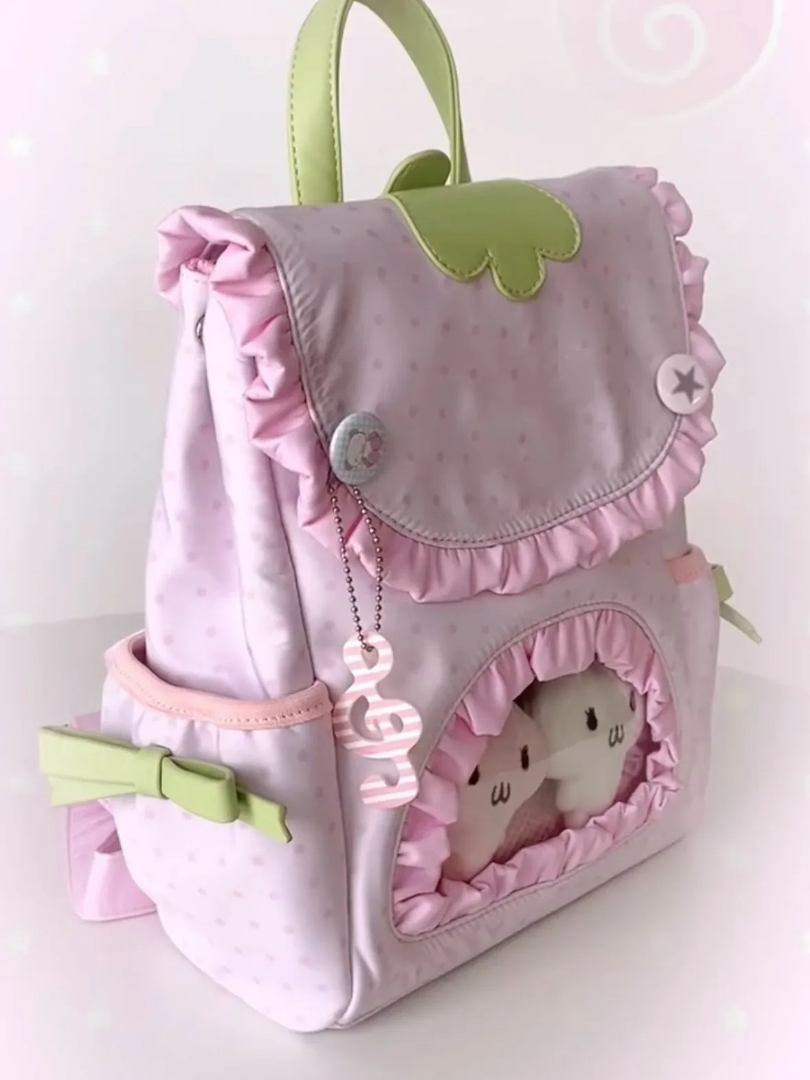 Cute Strawberry Polka Dot Lta Bag Two-dimensional Baby Bag Backpack Student Soft Girl Lolita Shows Commuter Backpacks for Women