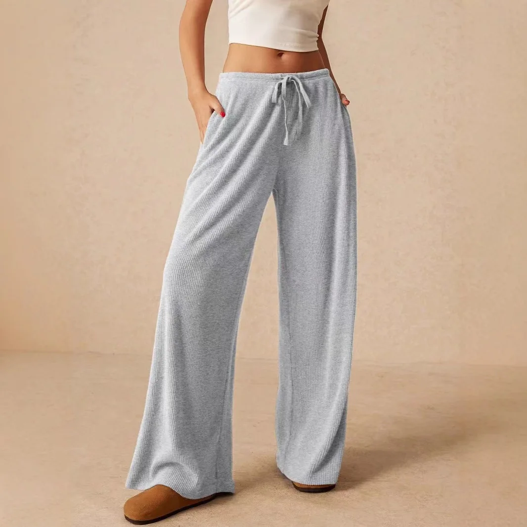 กางเกงขายาวทรงหลวมเอวยางยืดแบบมีเชือกผูก เหมาะสำหรับใส่เดินทาง ท่องเที่ยว ใส่ได้ทุกวัน สไตล์ลำลอง ใส่ได้ทั้งฤดูใบไม้ร่วงและฤดูหนาว สำหรับผู้หญิง