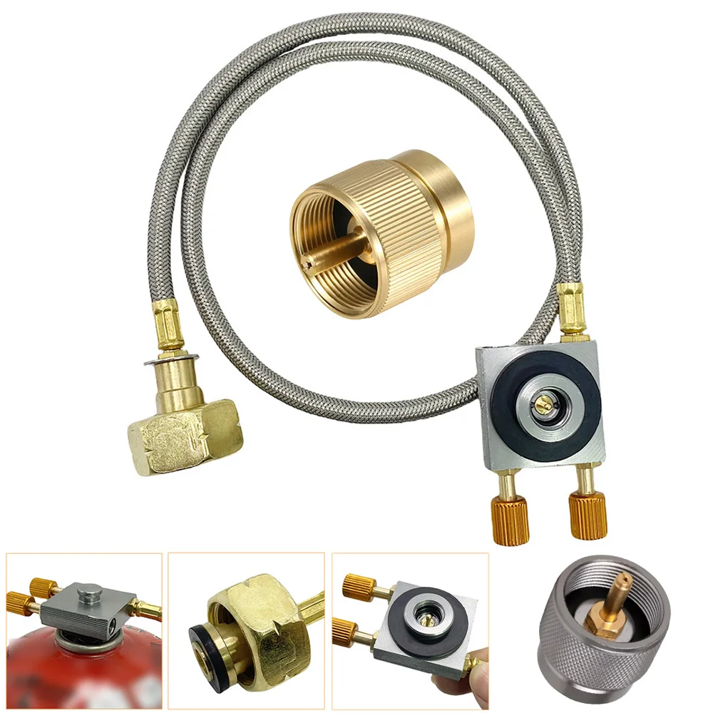 Standard Camping Gas Stove Refill Adapter Butane tank changer fill and drain valve with PU tube Tank Furnace Coupler Connector - view 3