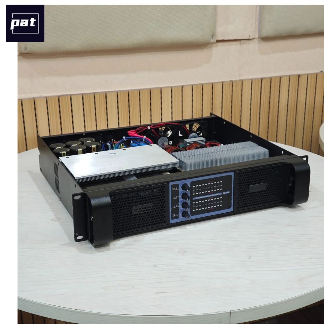 Professional 10000Q 1350W X4 Active Digital Class D 4-Channel Amplifier XLR Tabletop Mount 4 Ohm Metal Shell Stage Karaoke DJ