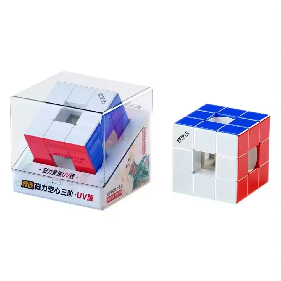Qiyi Kubus Ajaib Berongga 3X3 Mainan Fidget Kecepatan Tanpa Stiker Profesional Hadiah Mainan Puzzle Cubo Magico Sandwich Berongga 3X3