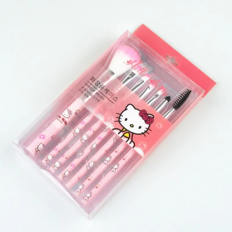 7pcs Sanrio Makeup Brush Set Hello Kitty Anime Fashion Women Jewelry Blush Eyebrow Lip Eyeshadow Brush Beauty Tools Girl Gift