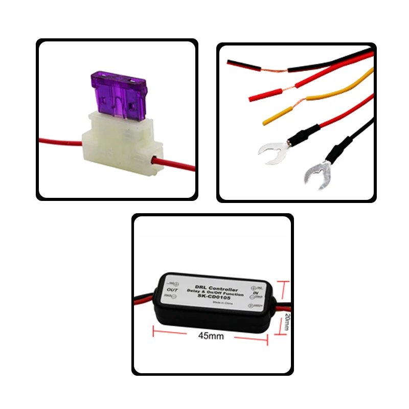 SK-CD0103 SK-CD0105 DRL Controller Daytime Running Light Relay Harness 12-18V fendinebbia Controller Auto Car LED Dimmer On/off