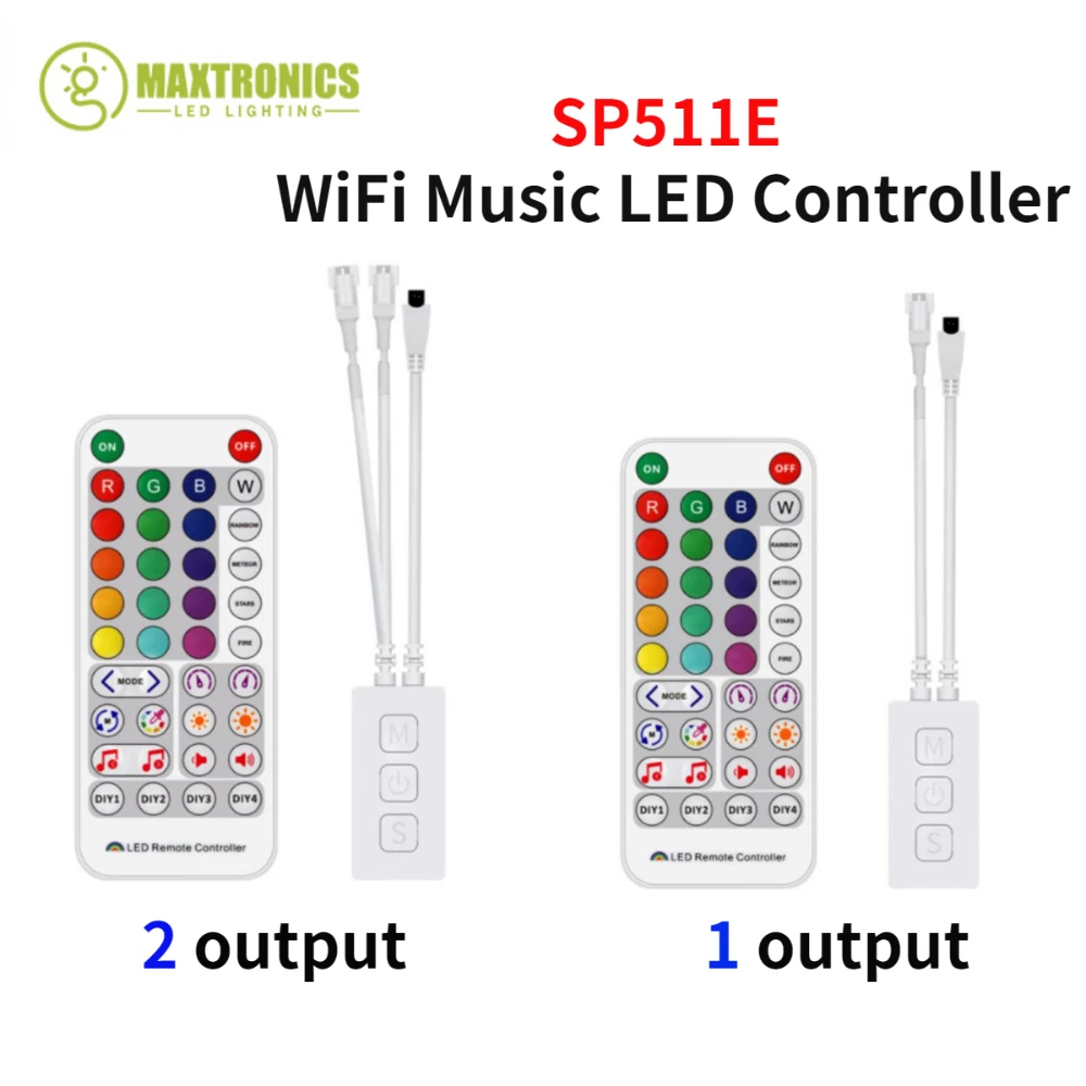 wifi music led controller saida dupla alexa smart voice controle app para ws2812b ws2811 pixel enderecavel faixa led rgb sp511e 01